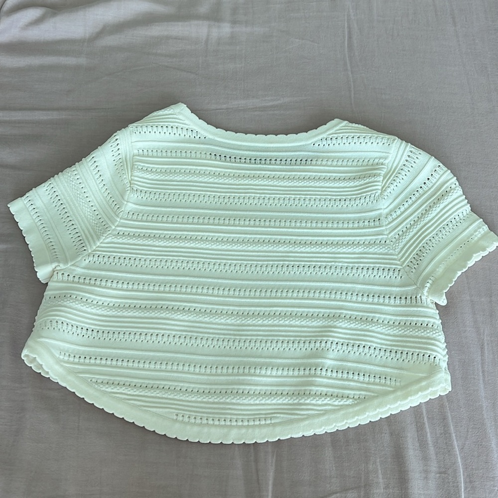 Torn by Ronny Kobo size xs off white cropped top with scalloped edges - Picture 6 of 6